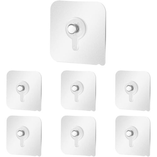 Set of 5 Transparent Adhesive Hooks Wall Stickers for Hanging Pictures Paintings Watches Waterproof and Anti-Scratch