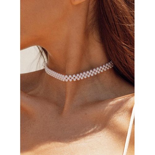 Elegant Woven Pearl Choker Necklace – A Timeless Classic