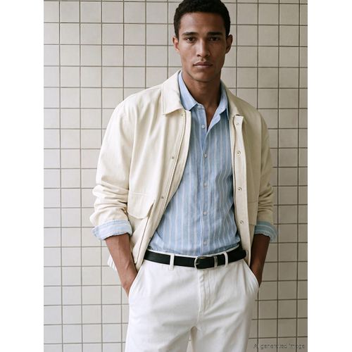 Relaxed Fit Collared Neck Men's Jacket