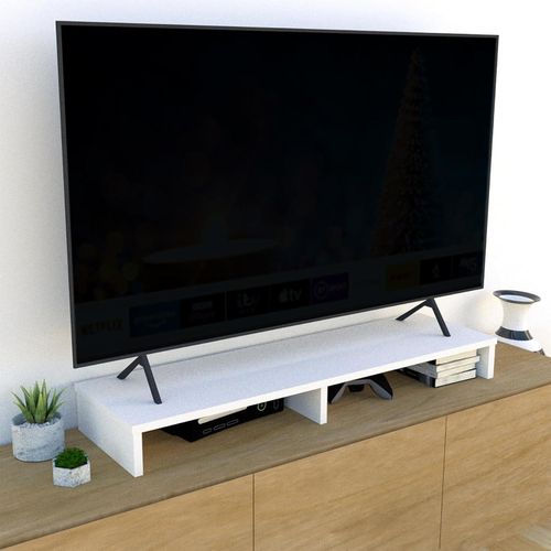 FSC Wooden TV Stand TV Monitor Lift 115 x 35 x 12 cm Supports 90 kg White