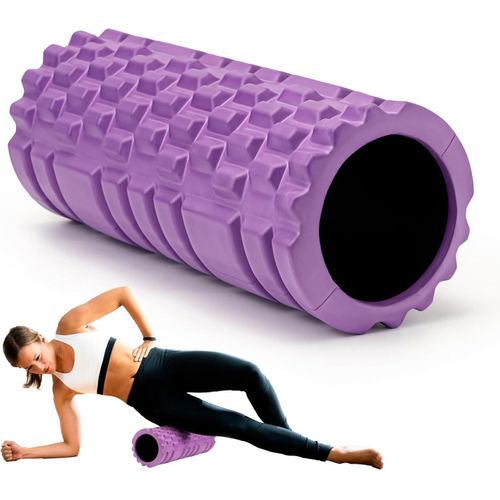 Foam Roller for Muscle Massager, Patented 13 High Density Exercise Roller for Muscle and Myofascial Trigger Point Release, Yoga, Back Roller for Fitness, Yoga (Purple)