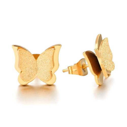 New Design Butterfly Gold Color Butterfly Stud Earrings For Women Steel Cute Women Girls Earrings Jewelry Gift