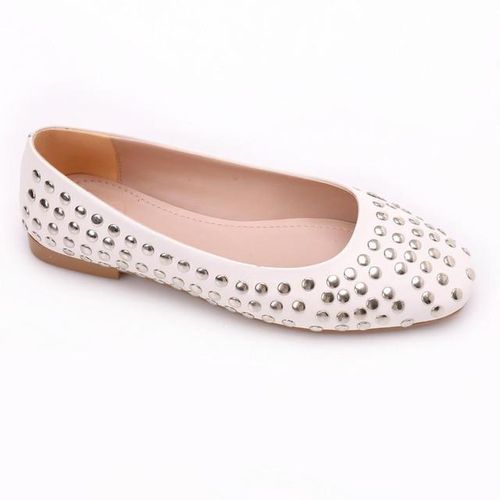 Modern White Leather Solid Pattern Flats