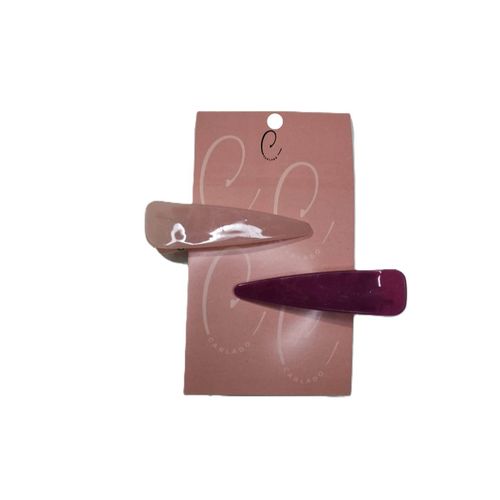 Twin Set of Hair Clips - Pink & Burgundy