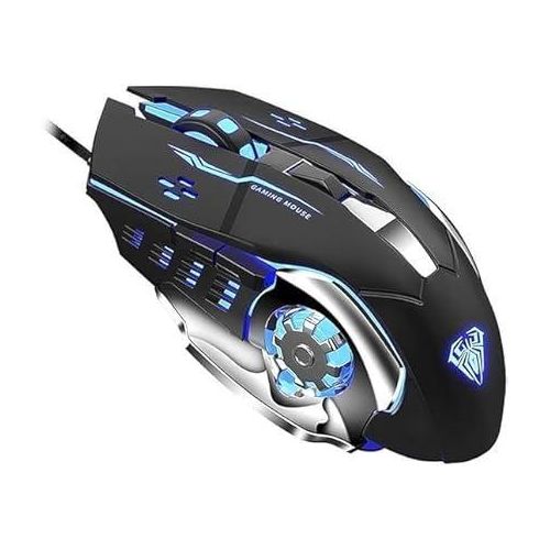 AUL.A S20 Wired Gaming Mouse, Adjustable DPI Up to 3200, 6 Programmable Macro Buttons, High Precision Optical Sensor, Breathing RGB Lighting, Ergonomic Design, Compatible with PC Laptop