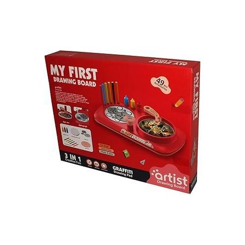 My First Drawing Board – Graffiti Drawing Pad (49 Accessories, Red)