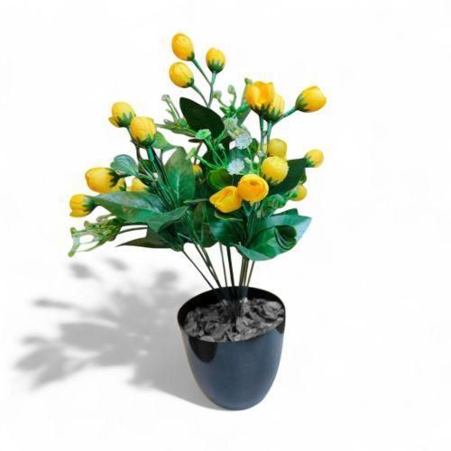 Sun Delight Artificial Yellow Rose Arrangement in Pot