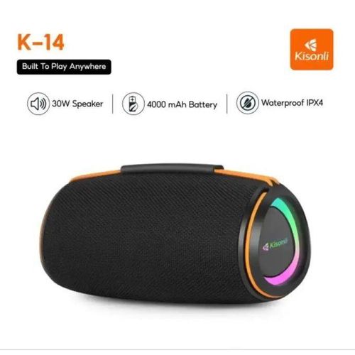 K14 Speaker Bluetooth Portable Type-C 30W Stereo Sound IPX4 Waterproof RGB Light Powerful Bass