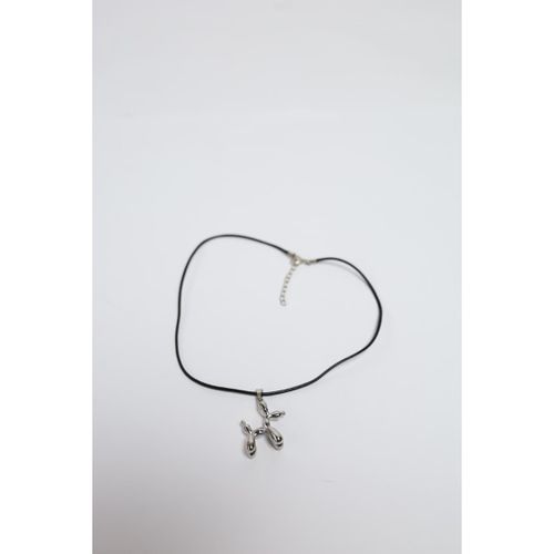 Simple Cute Titanium Steel Balloon Dog Pendant Necklace - blak chain - BLACK