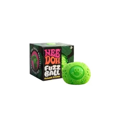 Needoh Fuzz Ball Flower Power - Stress Relief Fidget Toy, Sensory Squeeze Ball for Kids & Adults, Portable Anxiety Relief(Green)