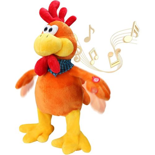 Musical Squawking Chicken Stuffed Animal Walking Singing Waving Rooster Fun Electronic Interactive Animation Plush Toys