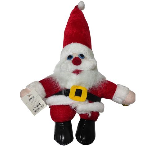 Santa Claus 13 Inch Fur - With Bell - Lights - Singing Christmas Song