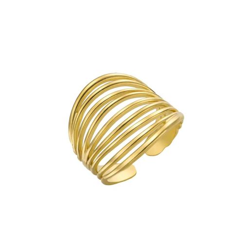 Modern Golden Stainless Steel Women's Ring - Adjustable Open Band Design (Free Size)