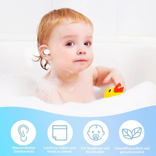 Waterproof ear patches, 20-pack of waterproof cotton ear patches, disposable, ultra-thin shower caps
