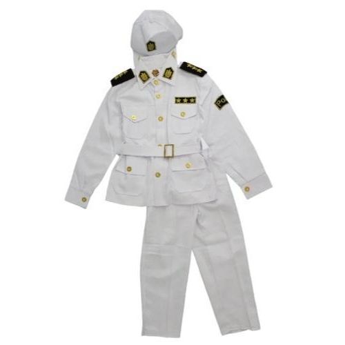 Police costume , white , belt , hat , 4-6 years