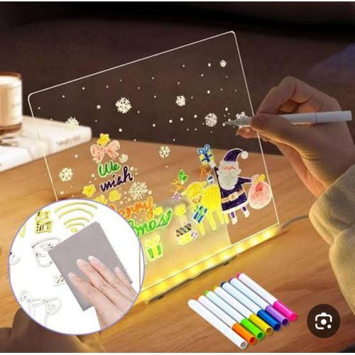 LED illuminated whiteboard for drawing and writing