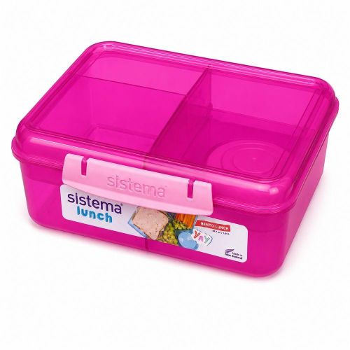 Sistema - Lunch Bento Box with Multiple Compartments Removable Containers and Round Container Pink 1.65 L - A0343252