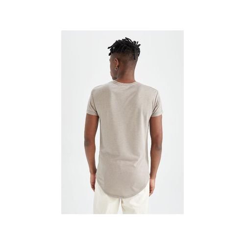 Man Crew Neck Long Muscle Fit Short Sleeve T-Shirt - LtGrey