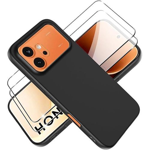 Case for Honor 600 5G Cover, Tempered Glass Protective Film Case Matte Slim Soft TPU Protective Cover, Anti-Drop Protection Cover, Black