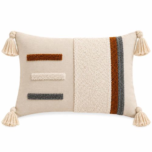Boho Decorative Cushion with Filling, Tassels, 30x50 cm