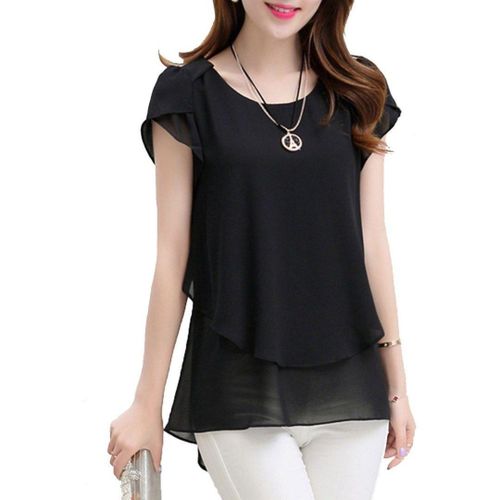 بلوزة شيفون نسائية، سوداء