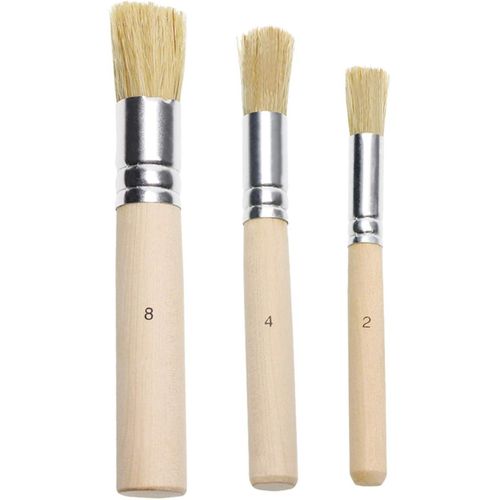 Wooden Stencil Brush Set 3Pcs Natural Bristle Template Paint Brushes for Acrylic Oil Watercolor Art Painting on Wood Wall Paper and Crafts Project DIY