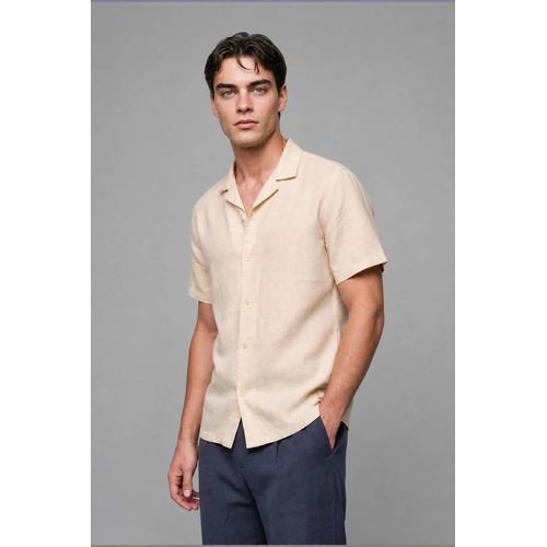 Regular Fit Linen Blend Beige Polo Shirt
