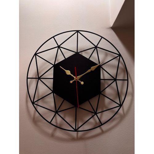 Modern Geometric Wall Clock - 4040 Cm Black Color