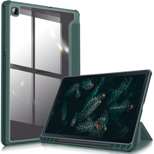 Slim Case for Samsung Galaxy Tab S6 Lite 10.4 Inch 2024/2022/2020 with S Pen Holder, Shockproof Cover with Clear Transparent Back Shel (Dark Green)