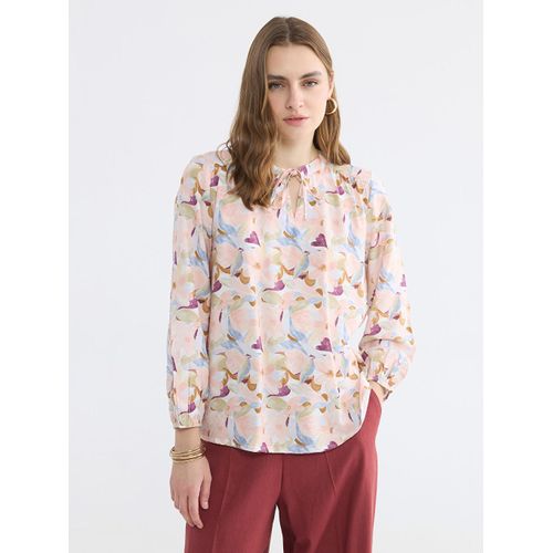 Tie Neck Patterned Blouse