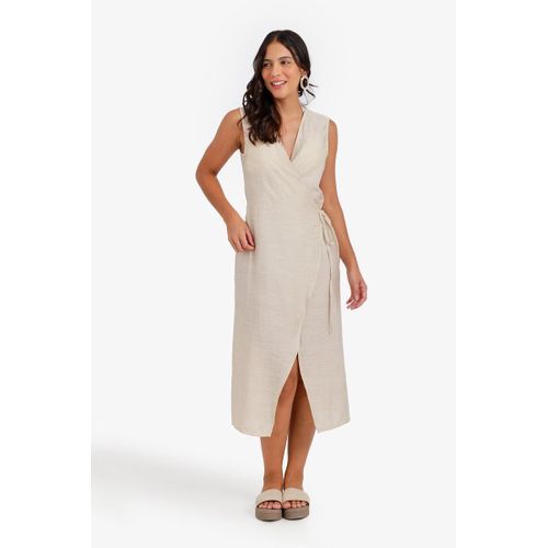 Sleeveless Midi Wrap Dress
