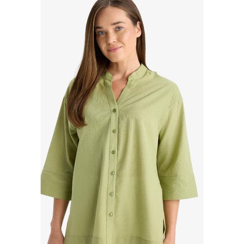 Woman C Neck Regular Fit Long Sleeve Shirt - Green