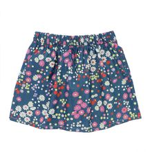 Girls Floral Elastic Waist Skirt - Blue