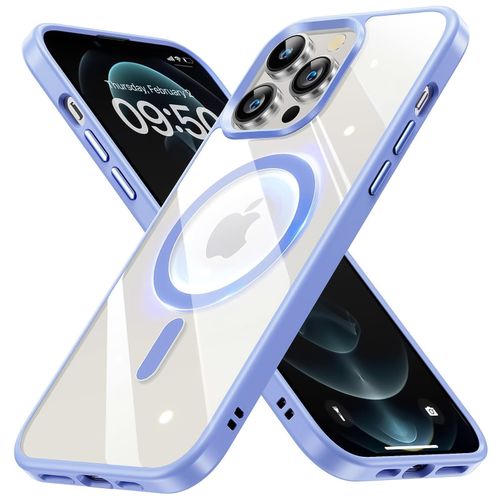 Clear MagSafe-Compatible Magnetic Case for iPhone 15 Pro Max with Magnetic Car-Mount Support and Military-Grade Protection - Sierra Blue