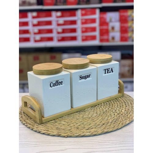 Elegant 3-Piece Porcelain Spice Jar Set for Kitchen