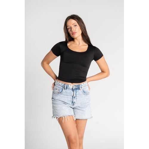 Wide Neck Short Sleeve - Black