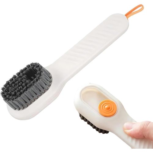 Multifunctional Liquid Shoe Cleaning Brush with Soap Dispenser, Shoe Laundry Brush Scrub Brushes for Cleaning, Soft Bristle Cleaning Brushes, Discharge Deep Hydraulic Scrub Brush-White