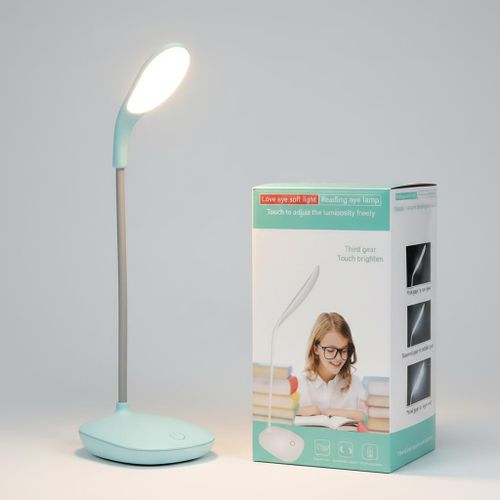 مصباح مكتب USB يعمل باللمس وقابل للتعديل - إضاءة مرنة للقراءة والعمل - أزرق
