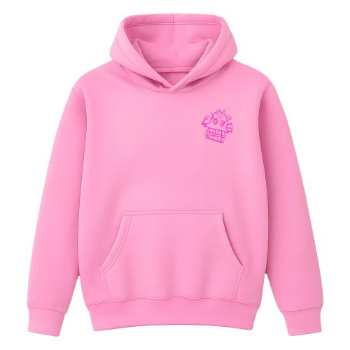 هودي انمي واسع فاخر سادة - قطن مزدوج الطبقات - بينك H-04
