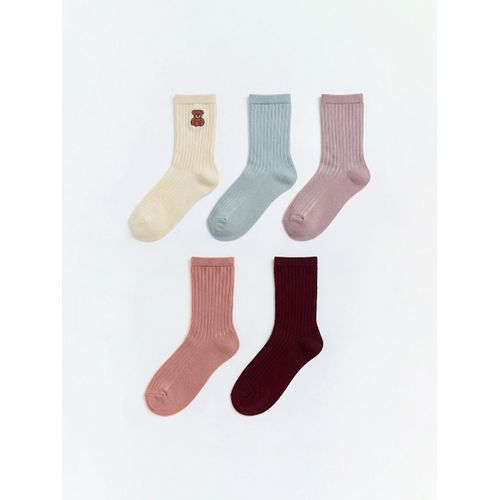 Bear Embroidered Women's Ankle Socks 5 Pack