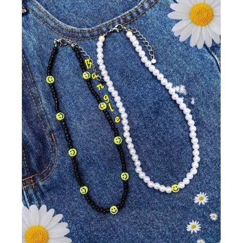 Choker Set Beads Smile Necklace Two Necklace