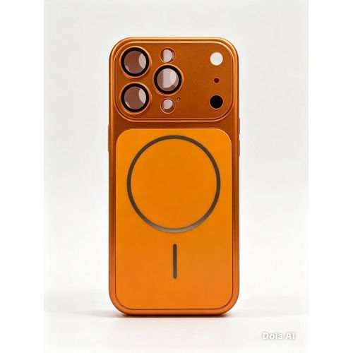 Magnetic Case Compatible with MagSafe for iPhone 16 Pro - Shockproof Cover with Camera Protection - Metallic Orange