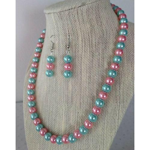 Beautiful Multicolored Mayorica Pearl Necklace + Earring