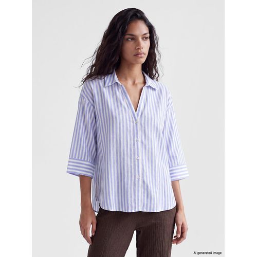 Striped Linen Blend Women's Shirt