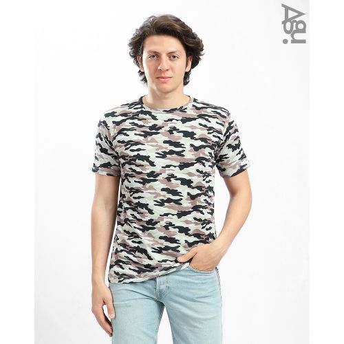 تي شيرت AGU بنمط الجيش بأكمام قصيرة - رمادي