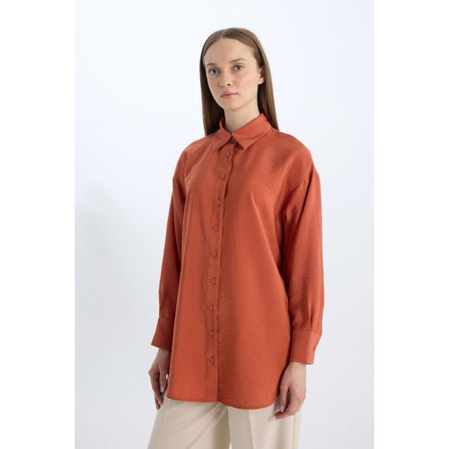 Relax Fit Basic Plain Long Sleeve Shirt Tunic