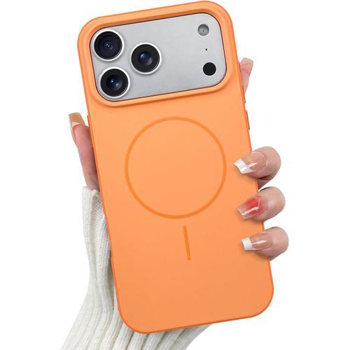 Magnetic for iPhone 17 Pro Max Case, Compatible with MagSafe Silicone Camera Lens Protection Shockproof Protective Slim Phone Case for 6.9inch, Orange