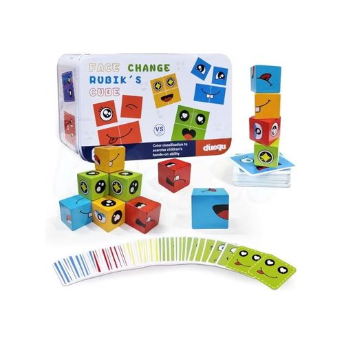 Face Expression Cube Game for Kids Ages 3+, Educational Emotion Changing Cubes, Cute Expression Puzzles and a Fun Gift for Boys and Girls 16 Cubes and 72 Design Cards