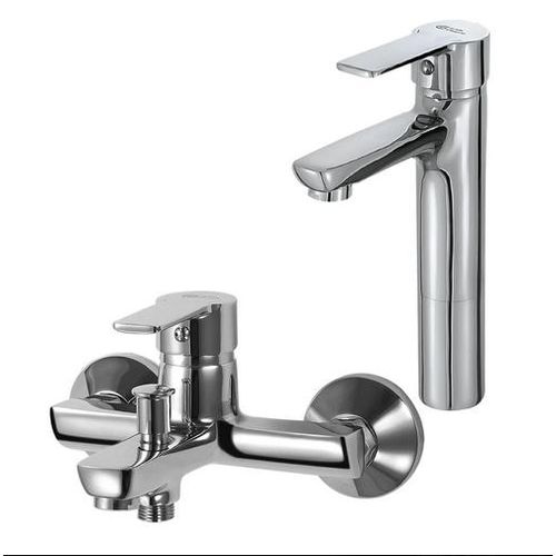 Sky Chrome 2-Piece Mixer Set: Basin Mixer and Bathtub Mixer