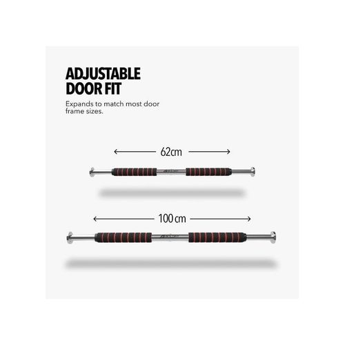 Pull-up bar for home workouts, men's sports accessories, adjustable suspension bar (62-100 cm), magnetic handle, strength training structure, red, suitable for lightweight use up to 100 kg